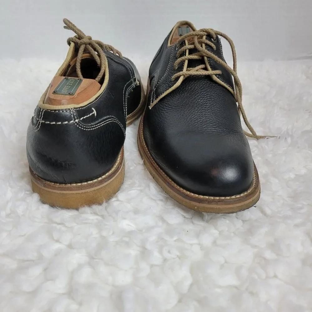 Johnston & Murphy Howell Mens Oxford Shoes Sz 9.5 Plain Toe Navy Oiled Leather